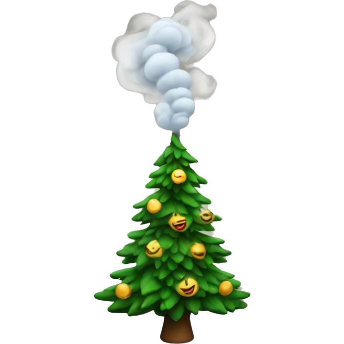Christmas tree with smoke emoji