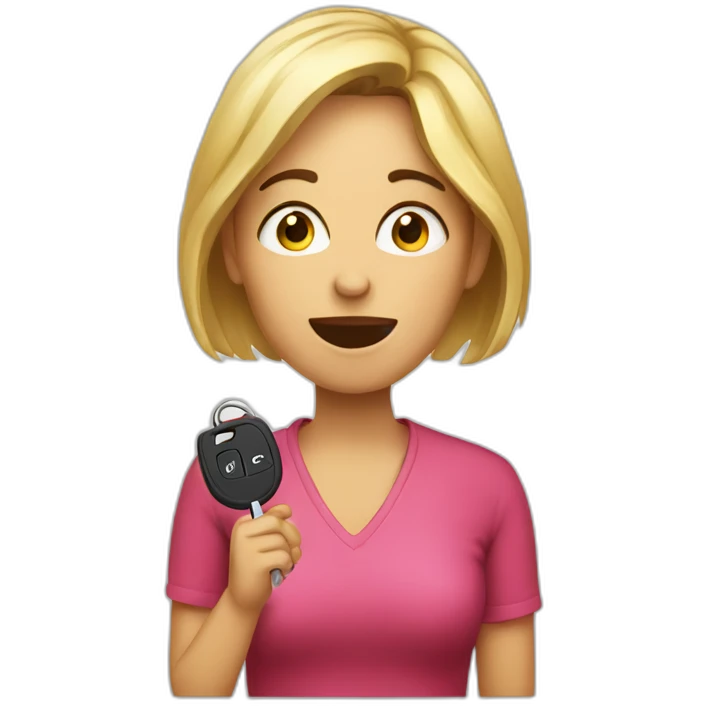 Sorprised Woman with a car key emoji