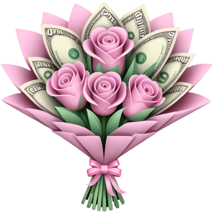 pretty pink bouquet made of money emoji