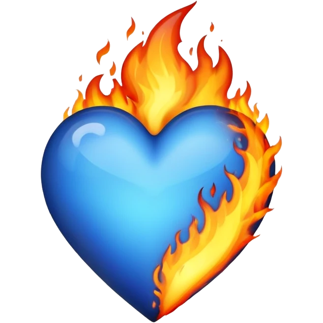 Blue heart with fire emoji