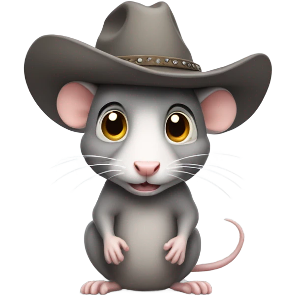 Cute rat wearing an oversized cowboy hat emoji