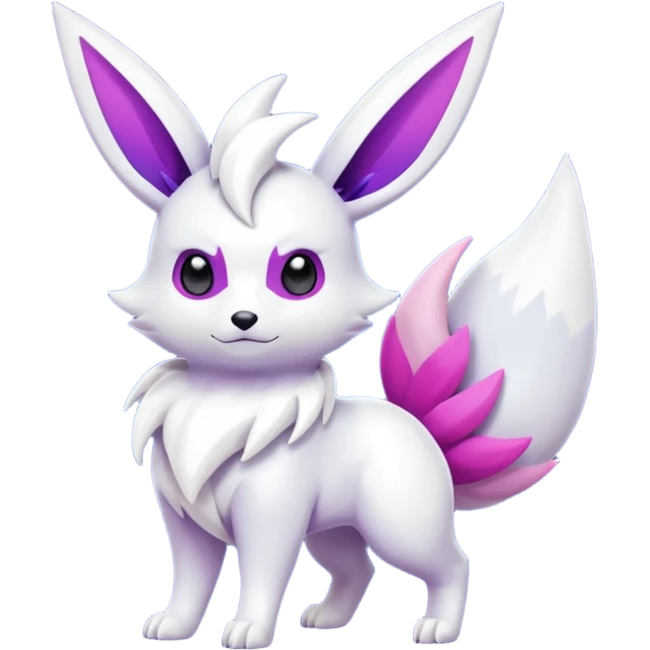 Shiny White with Violet and Indigo and pink markings Eevee-Zangoose-Pokémon-Digimon-Fakémon-fusion-hybrid-creature emoji