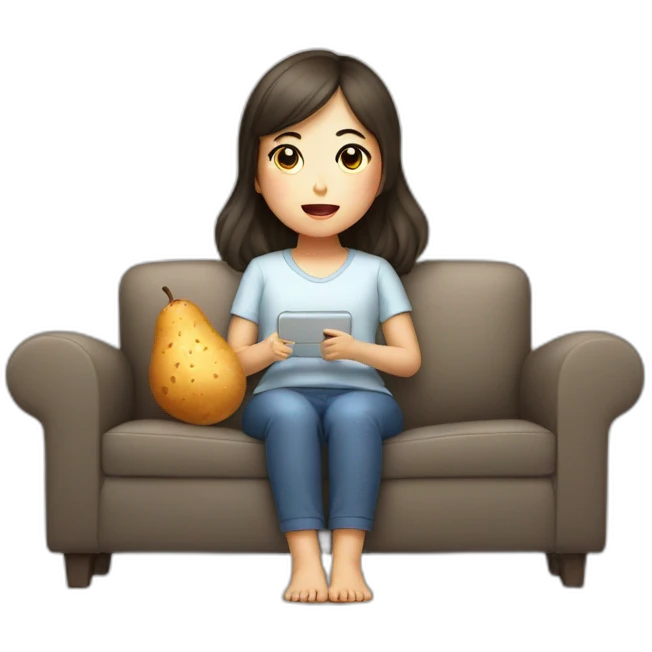 Couch potato korean girl watching television emoji