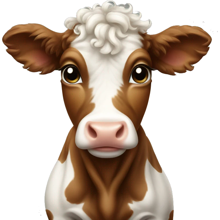 Baby cow with curly hair  emoji