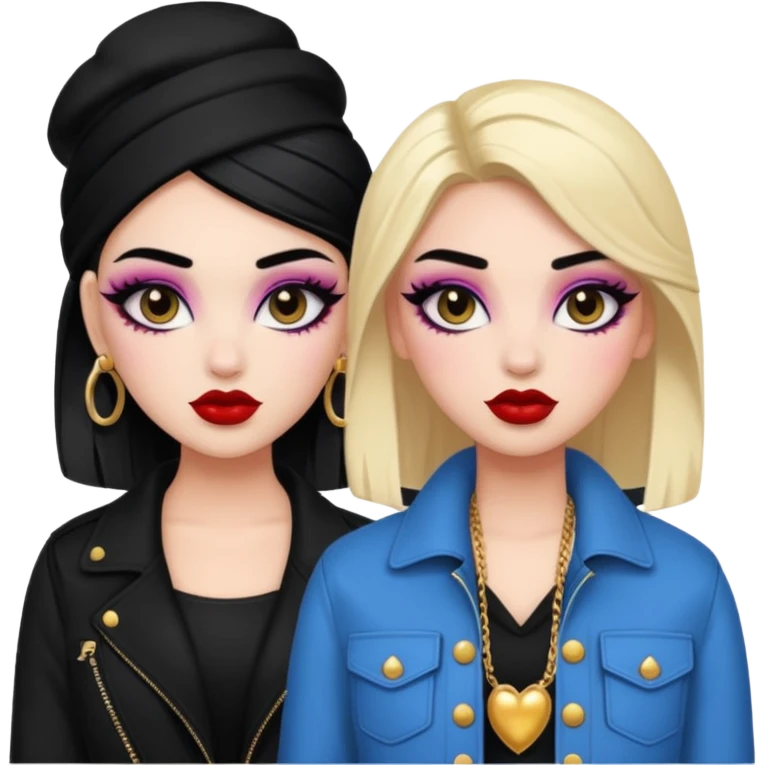 Boujy baddie best friends, fair skin, trendy heavy makeup emoji