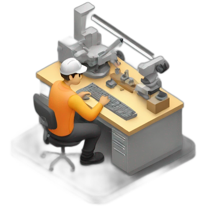 isometric freelance fabricator working making product emoji
