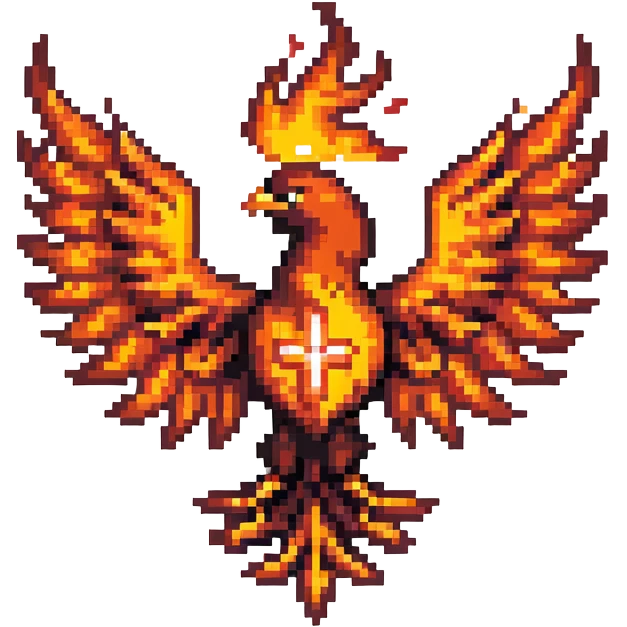 VIP member phoenix emblem rising from flames with special markings emoji