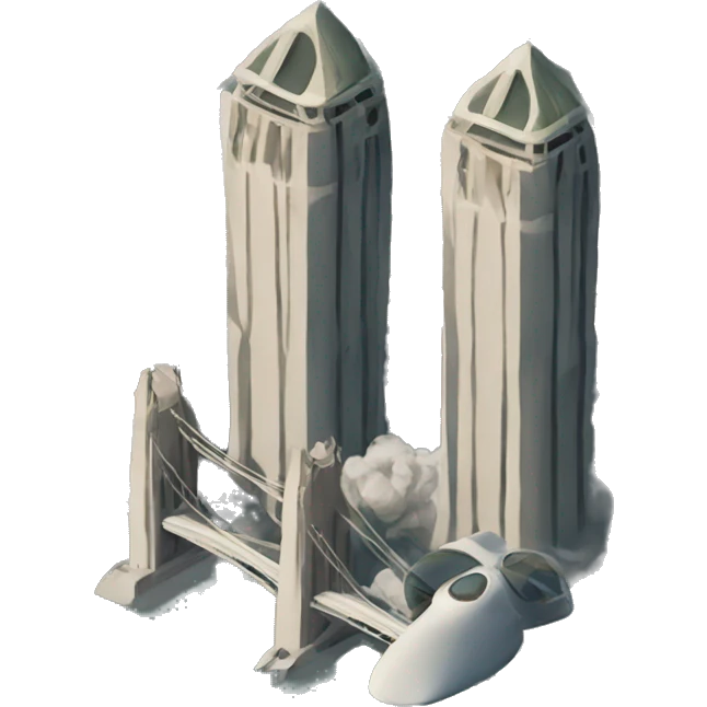 Two towers behind a plane, fast emoji