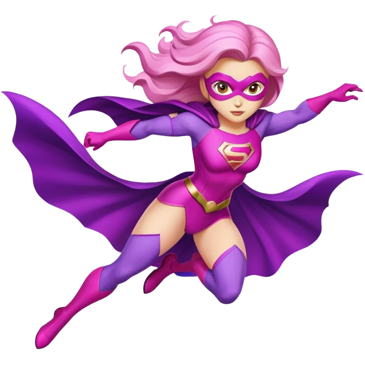 pink violet woman superhero flying emoji