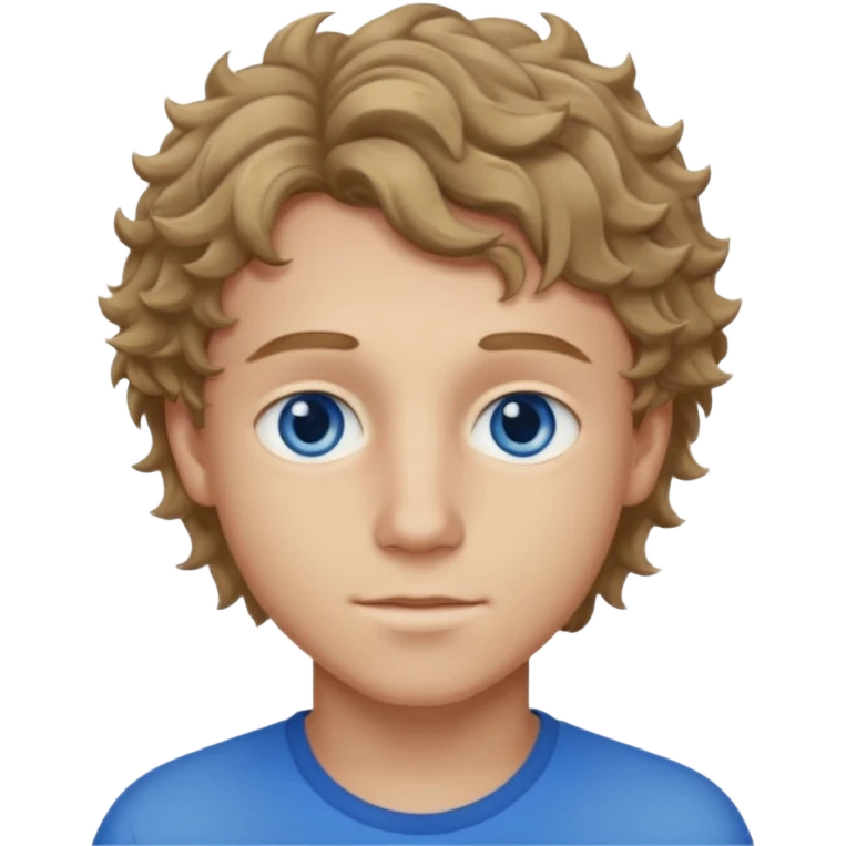 20 year old boy with slightly curly dark blonde hair and blue eyes  emoji