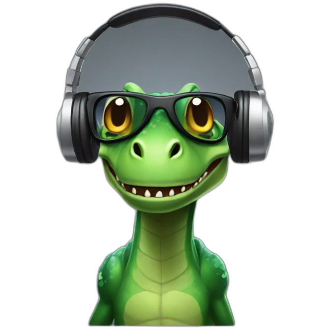 Dinosaur dj emoji