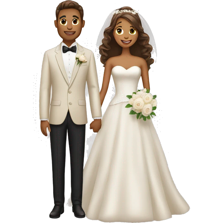 Tan bride and groom emoji