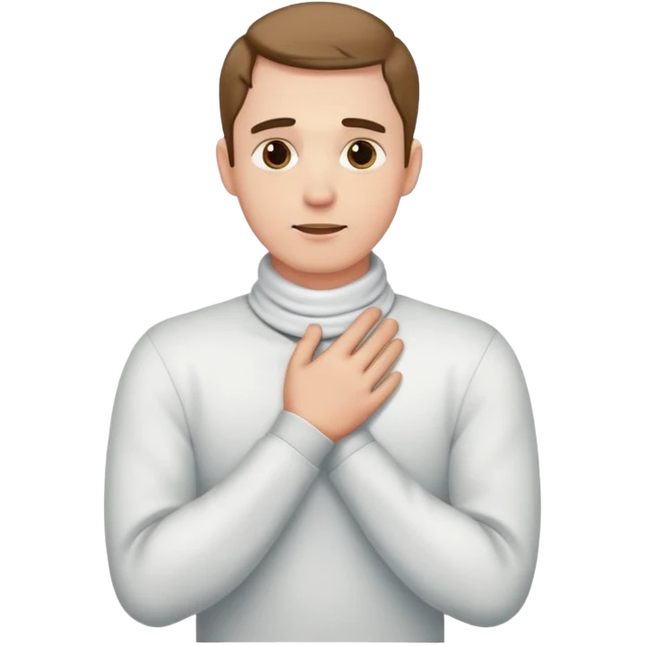 man cross handed holding neck emoji