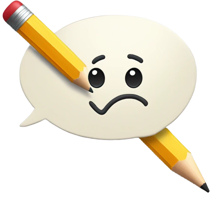 Speech bubble with a pencil in it, like a suggestion card emoji