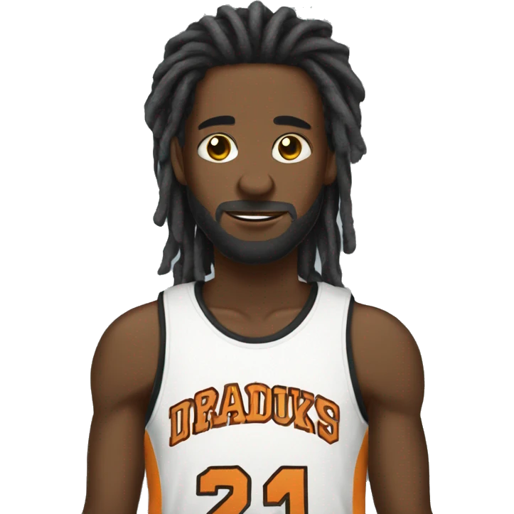 Dreadhead black male with basketball emoji