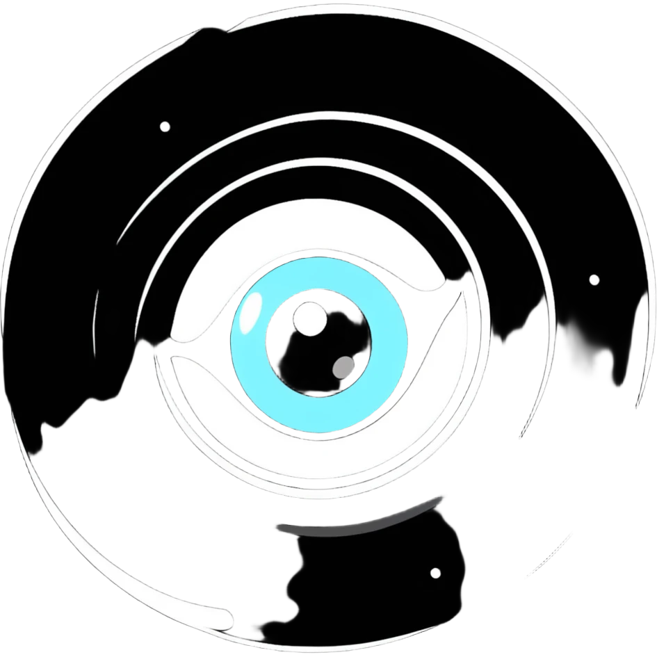 Cartoon eyeball with spiral dizzy effect and stars emoji
