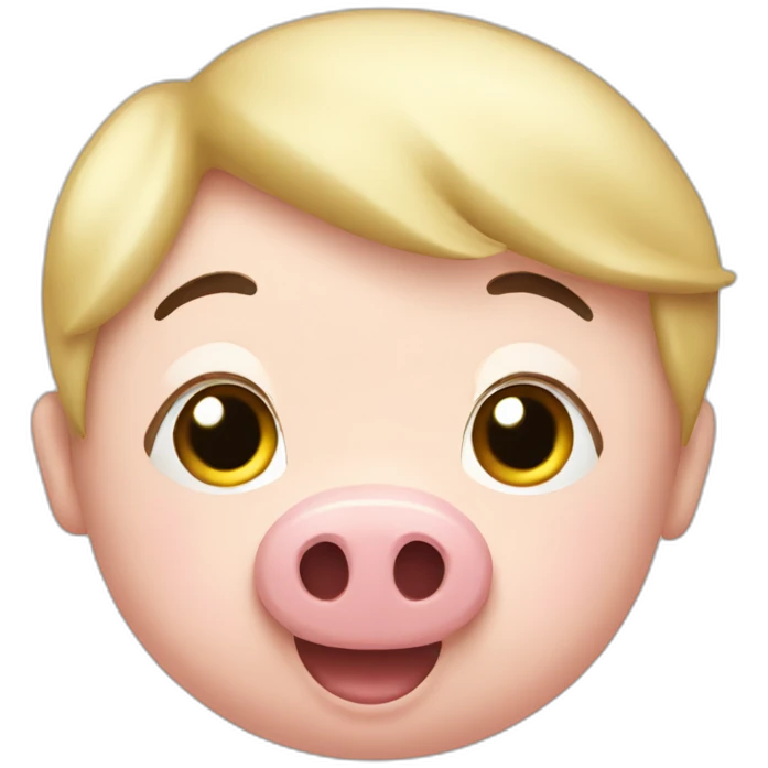 squealing pig with short blonde hair emoji