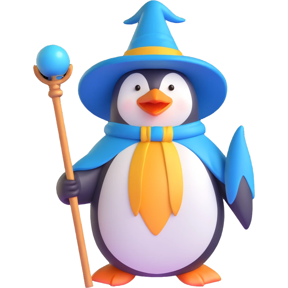 A penguin wizard emoji
