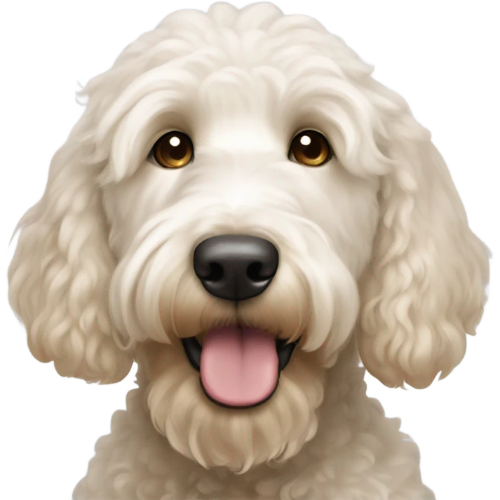 White goldendoodle face tan ears emoji