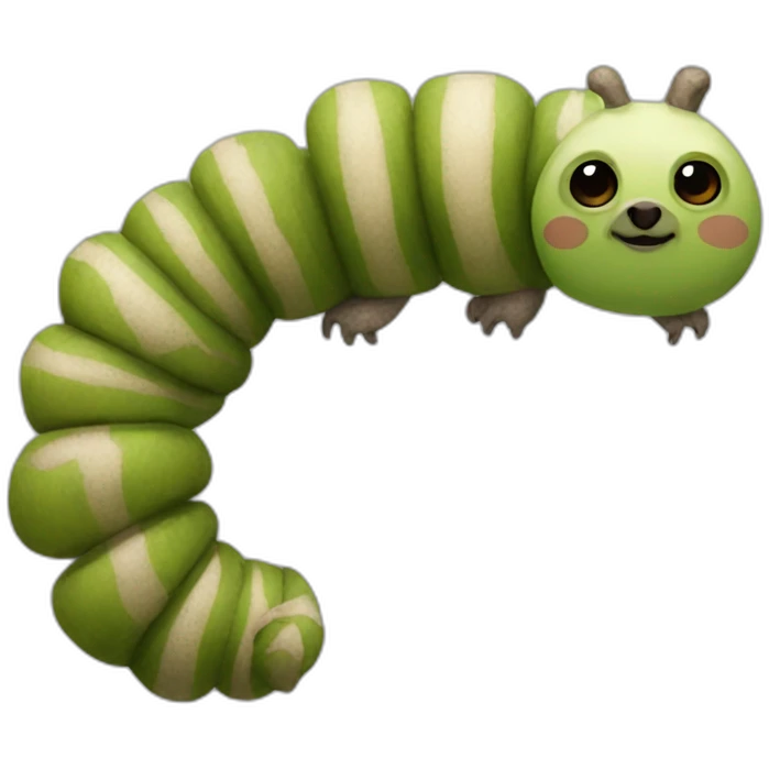 Caterpillar body with a sloth's head emoji