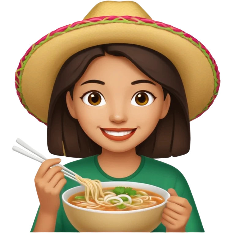 Mexican girl eating pho emoji