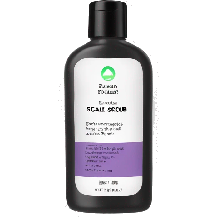 bottle of scalp scrub with label emoji