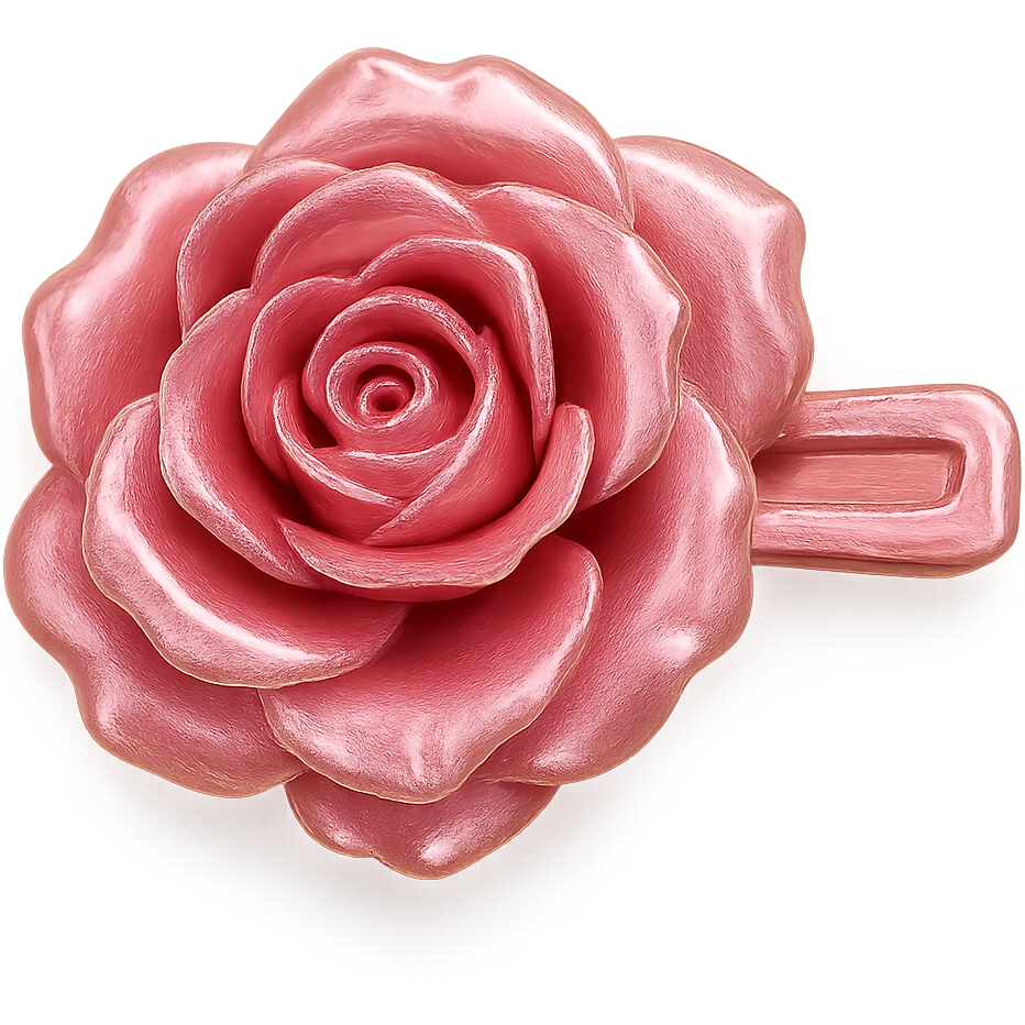 pink rose hair clip, glamorous and stylish emoji