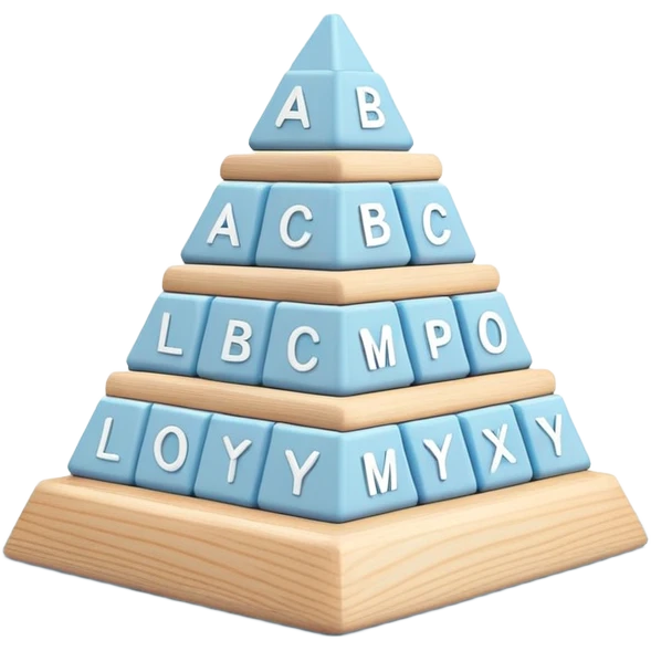 pastel blue alphabet blocks for children stacked in a pyramid emoji