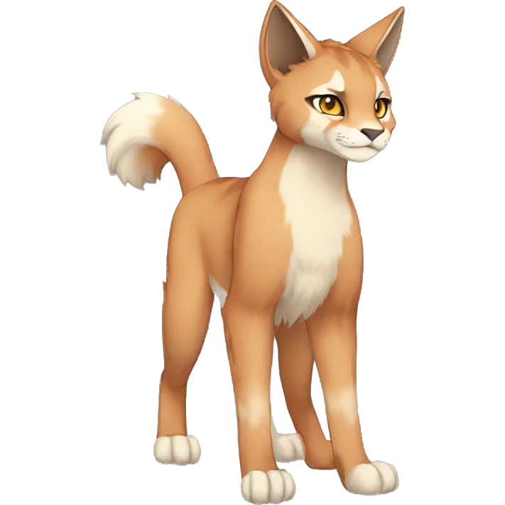 Anthro Beige-Orange-Brown Fur-Sona-Fakemon Lynx-Caracal Full Body emoji