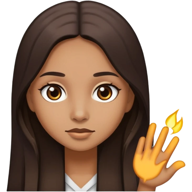 girl with light brown skin, dark eyes and dark straight long hair emoji
