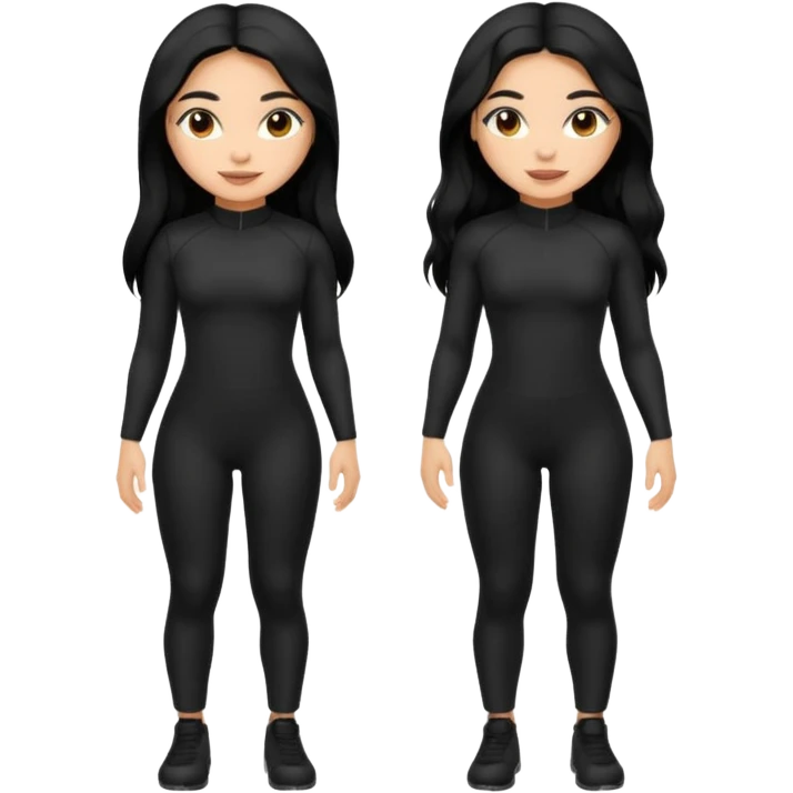 Make a lightskin Hispanic thick girl with long black hair. Wearing an all black tight jumpsuit  emoji