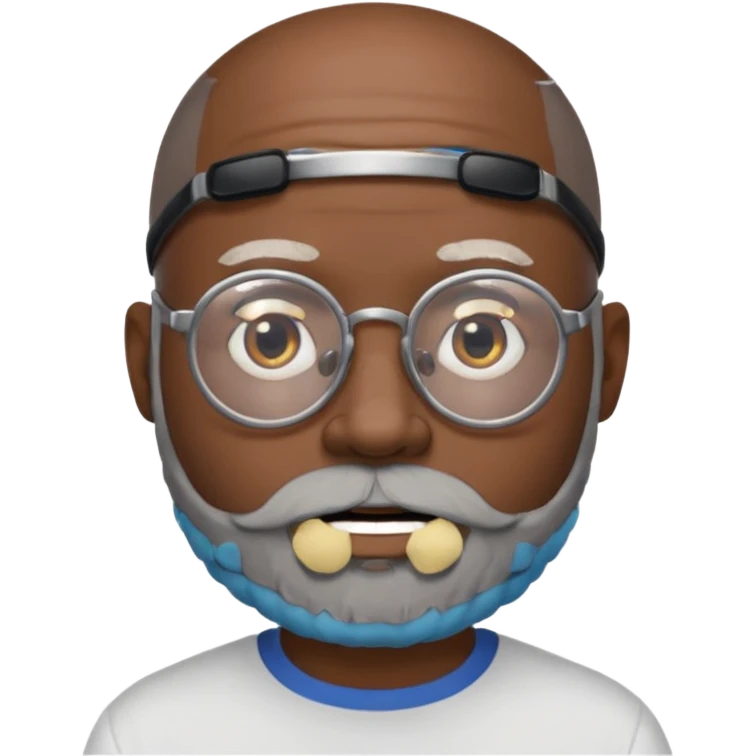 African american male, bald, salt and pepper beard. Round face, glasses emoji