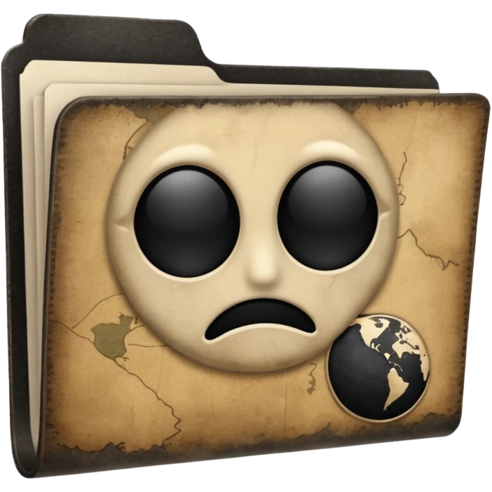 folder with black papers, no eyes or face, just the mapp emoji