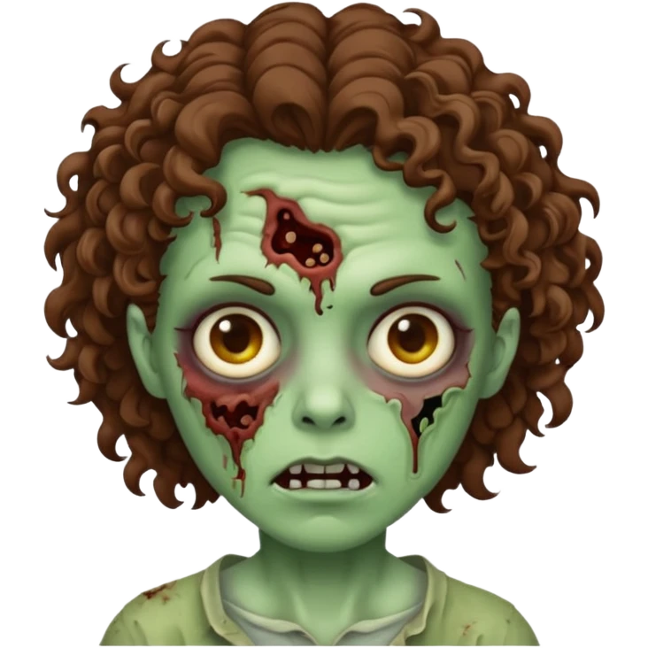 Zombie with lil bit curly medium brown hair emoji
