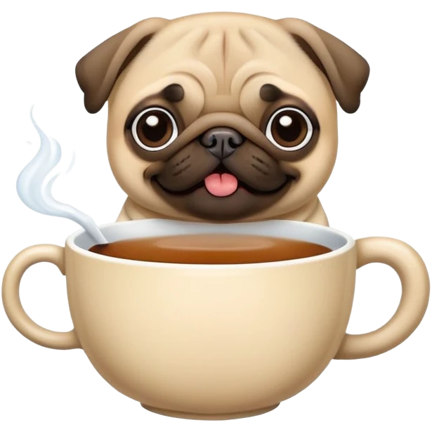 pug drinking cup of tea emoji