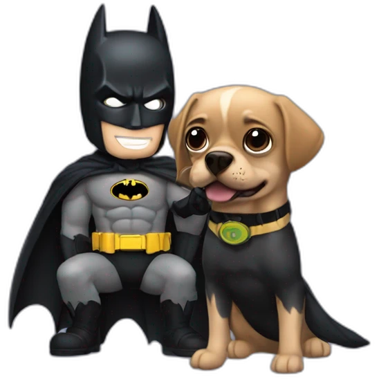 Batman playing with puggle emoji