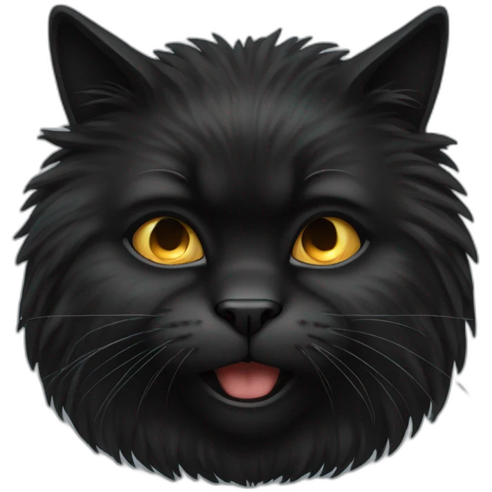 black angry fluffy cat  emoji