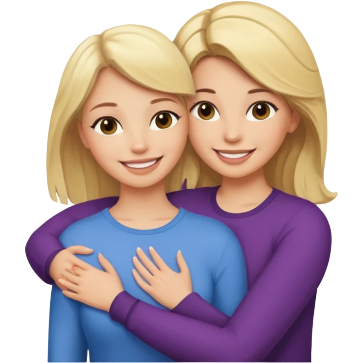 Blondynka przytulająca się do brunetki emoji