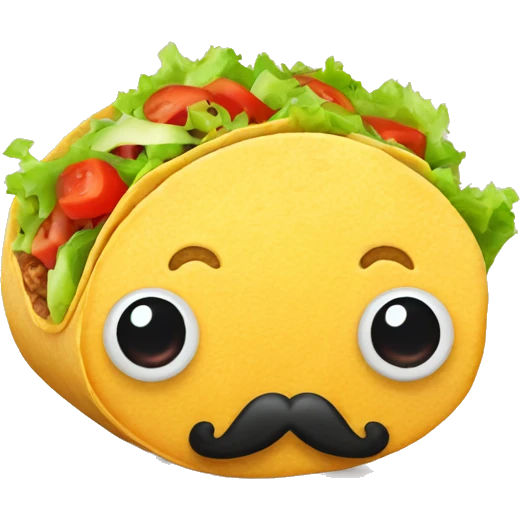 Taco with a big mustache and eyes emoji