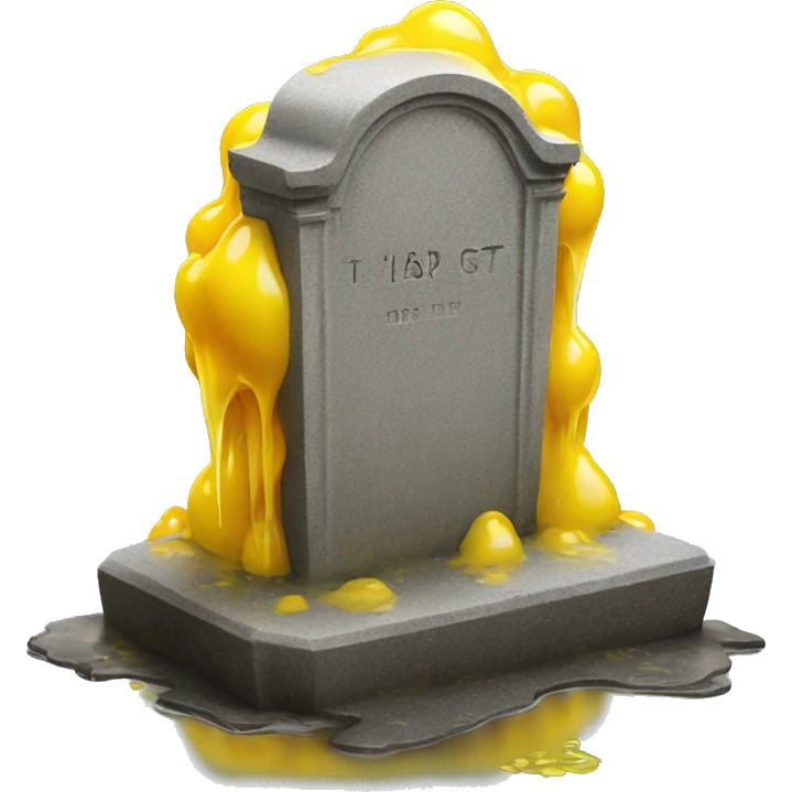 headstone dripping with yellow water emoji