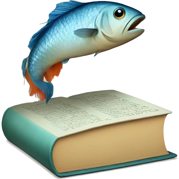 Book with a fish on the cover emoji