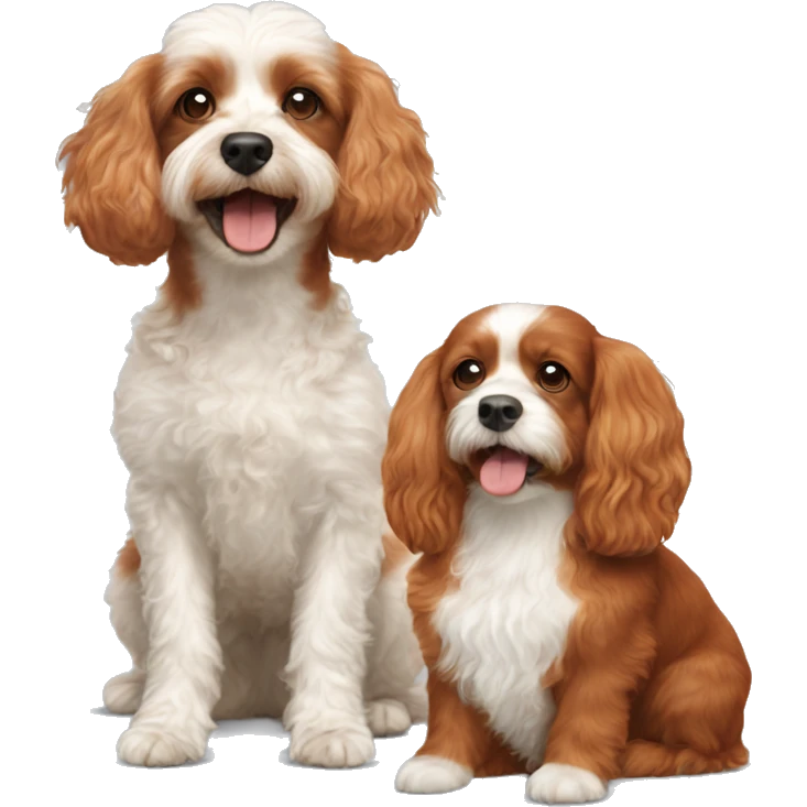 Red Cavoodle and white cavoodle emoji