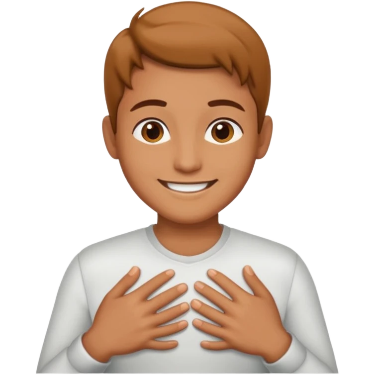 Persona mano al pecho sonriendo emoji