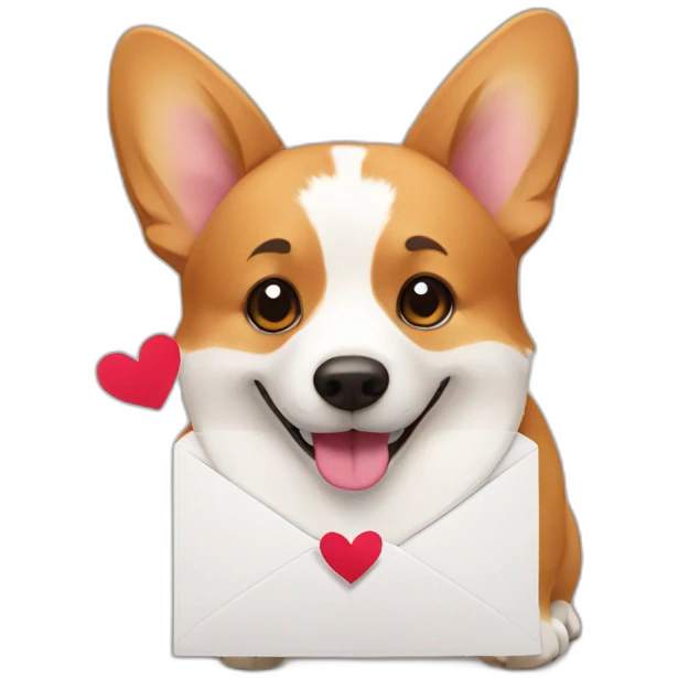Corgi holding a love letter emoji