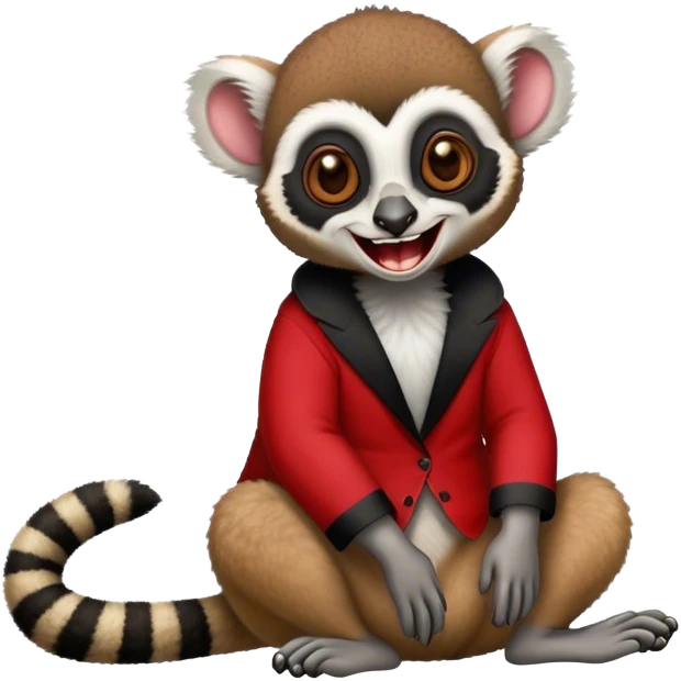 laughing lemur in red and black clothes emoji