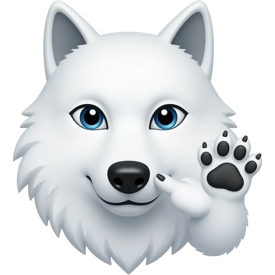 White wolf head with saluting paw emoji