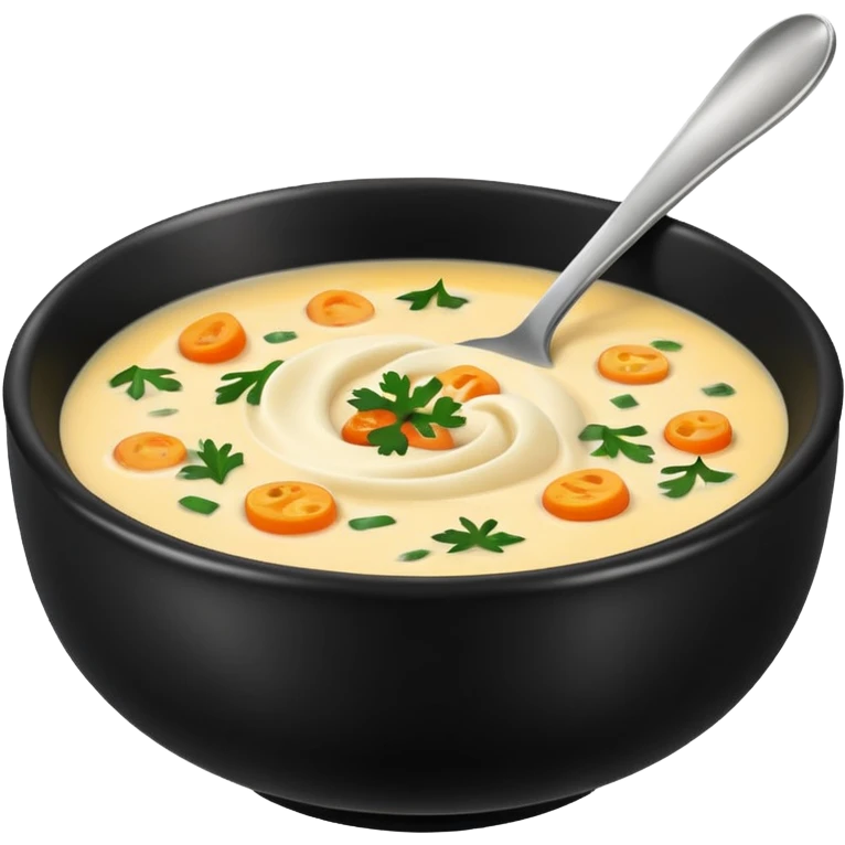Realistic Soup in a black bowl   emoji