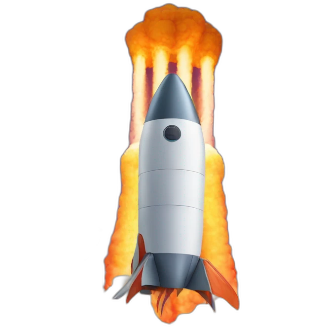 Shrimp standing in front of a rocket launch emoji
