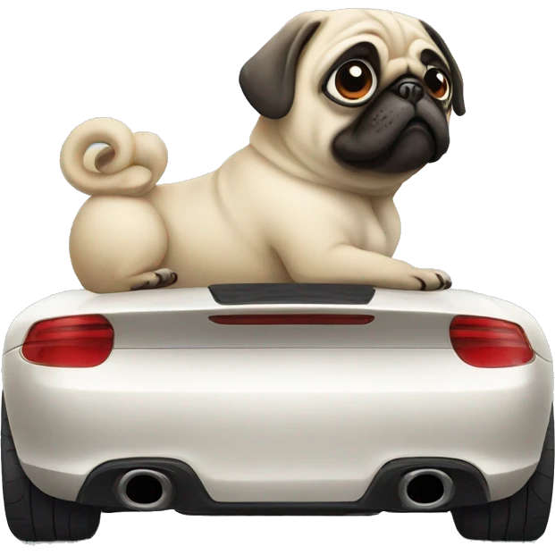 Pug in Porsche car emoji