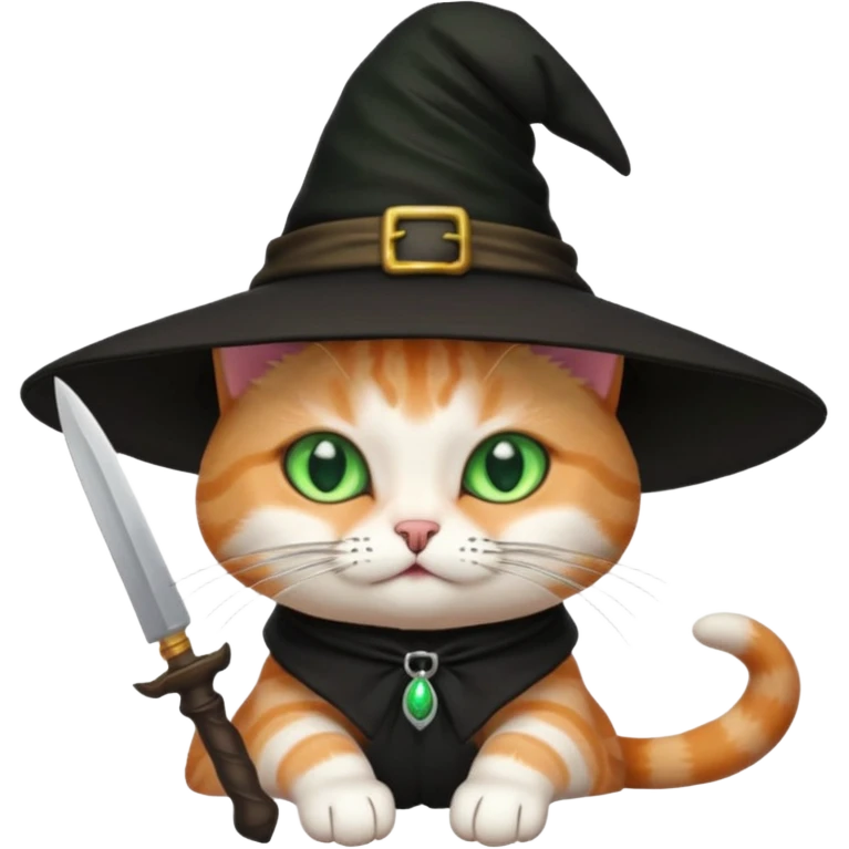 Cat witch knife emoji